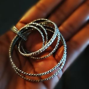 Express silver multi hoop necklace